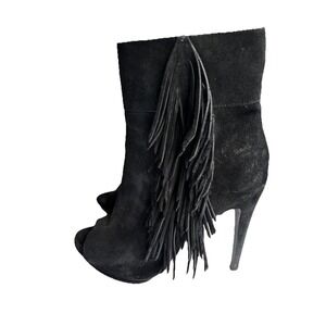 BCBG Fringe Size 10 Ankle Booties Boho Western Festival Rocker Peep Toe Cowgirl